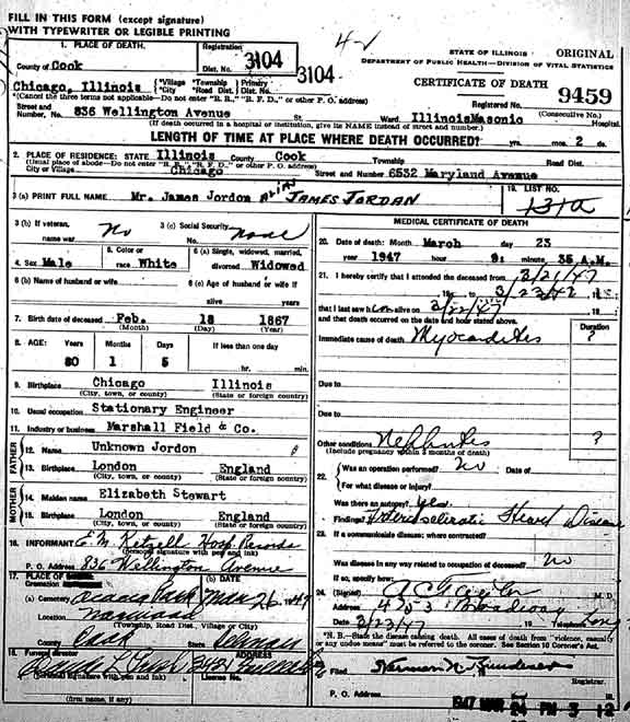 James Oscar Jordan Genealogy Source Records